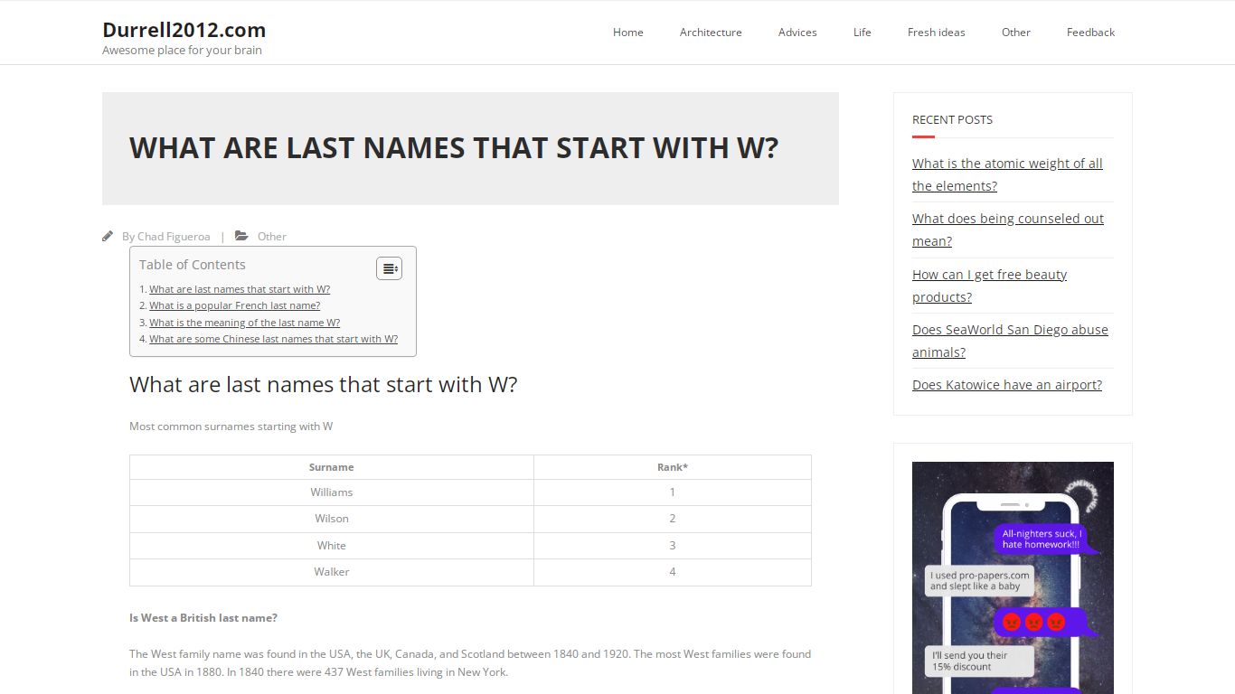What are last names that start with W? – Durrell2012.com